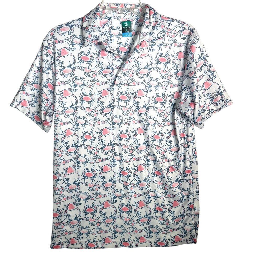 Pro Tour Cool Play Lobster Print Golf Polo Size Small